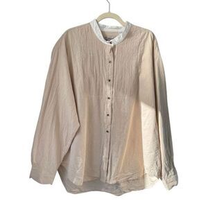 T2 VTG Frontier Classics Pintuck Trim Button-up Blouse Shirt Beige 2XL‎